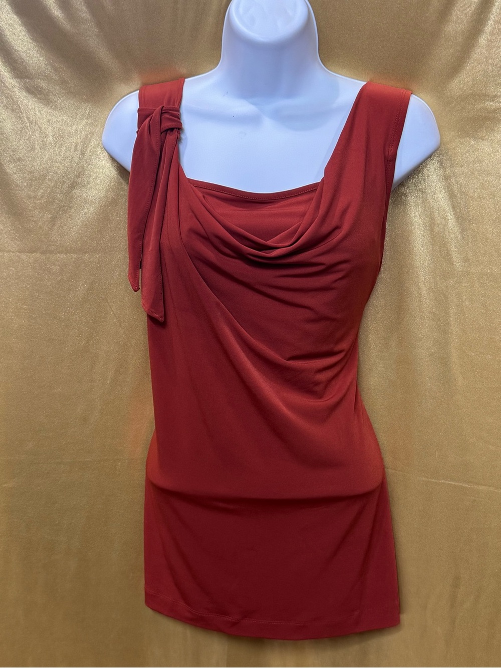 Simply Vera Vera Wang Rust Red Cowl Neck Sleeveless Top - Size M